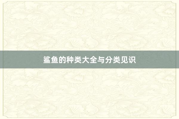 鲨鱼的种类大全与分类见识